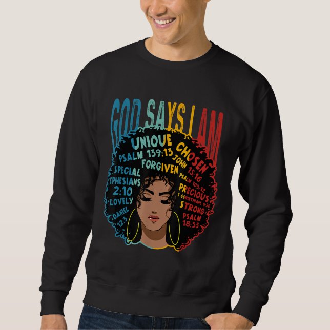 Sudadera Dioses dicen que soy Melanin Afro Mujer Negra (Anverso)