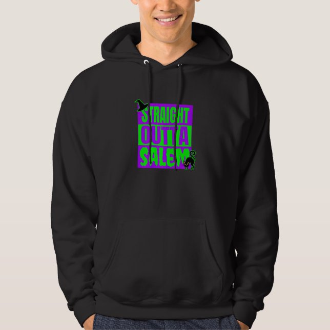 Sudadera Directamente de Salem Halloween Gato Negro Brujas  (Anverso)