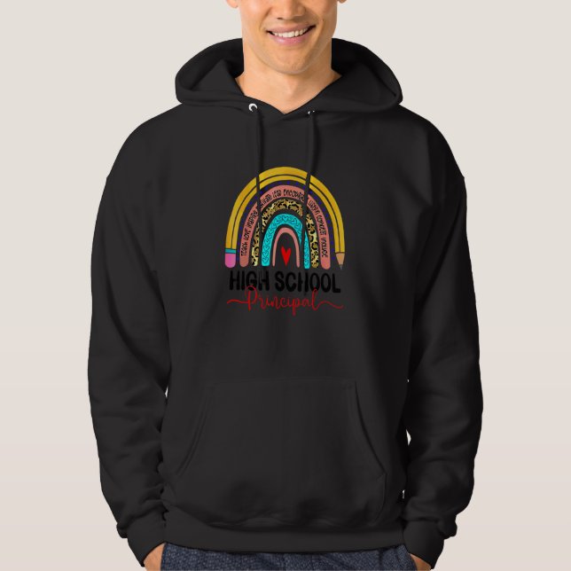 Sudadera Director de escuela secundaria Boho arcoíris leopa (Anverso)