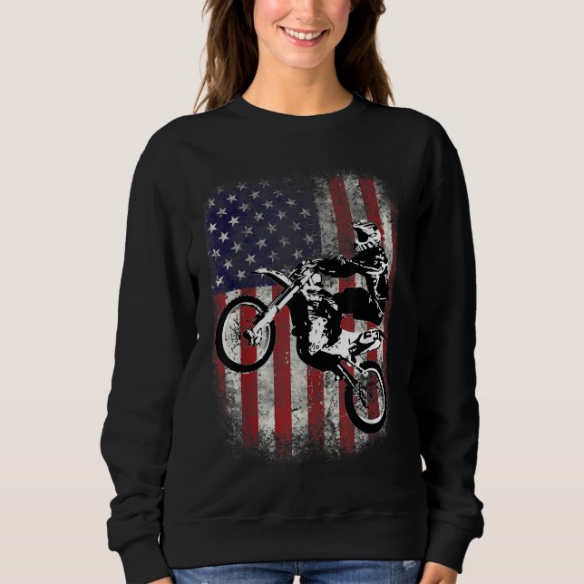 Sudadera Dirt Bike Bandera Americana Motocross Biker 4 de j (Anverso)