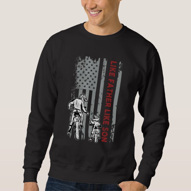 Sudadera Dirt Bike Dad and Son, Motocross Friend US Flag, F (Anverso)