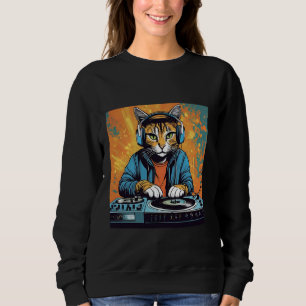 Sudadera Disco Cat Techno DJ Animal Lover Novedad Graphic