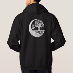 Sudadera Disco de golf y raíces de árboles en blanco y negr