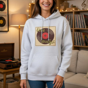 Sudadera Disco de Vinilo de Música en Vivo Retro