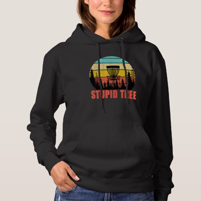 Sudadera Disco Golf Árbol Estúpido Retro Disco Golf Frisbee (Anverso)