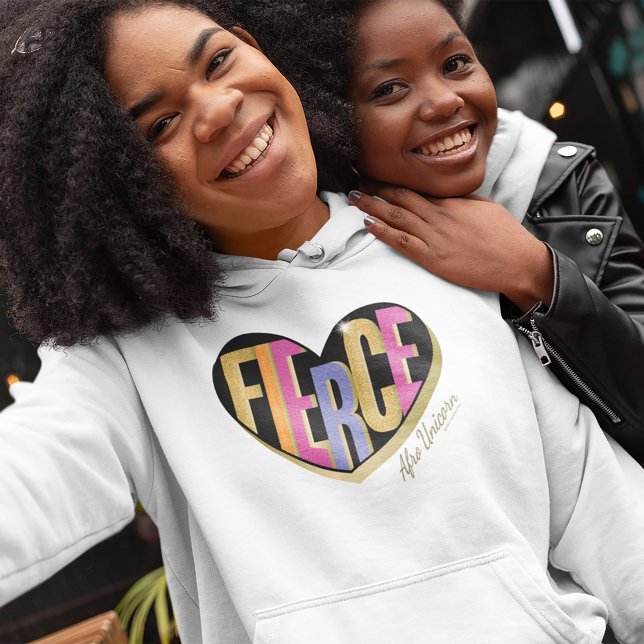 Sudadera Diseño afro unicornio de corazón feroz (Person wearing hoodie)
