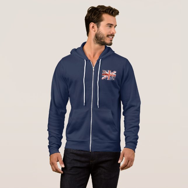 Sudadera Diseño angustiado de la bandera británica de la ba (Anverso completo)