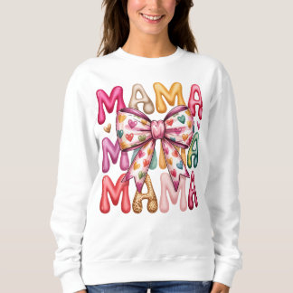 Sudadera Diseño apilado Retro Heart Bow Mama