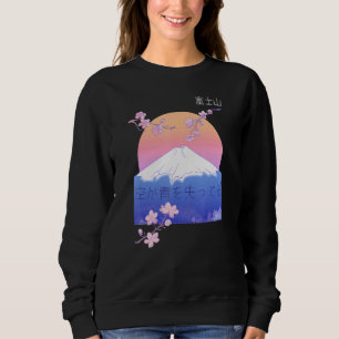 Sudadera Diseño artístico japonés del Monte Fuji con cereza