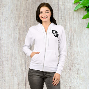 Sudadera Diseño audaz de cráneo de ilusión óptica en blanco