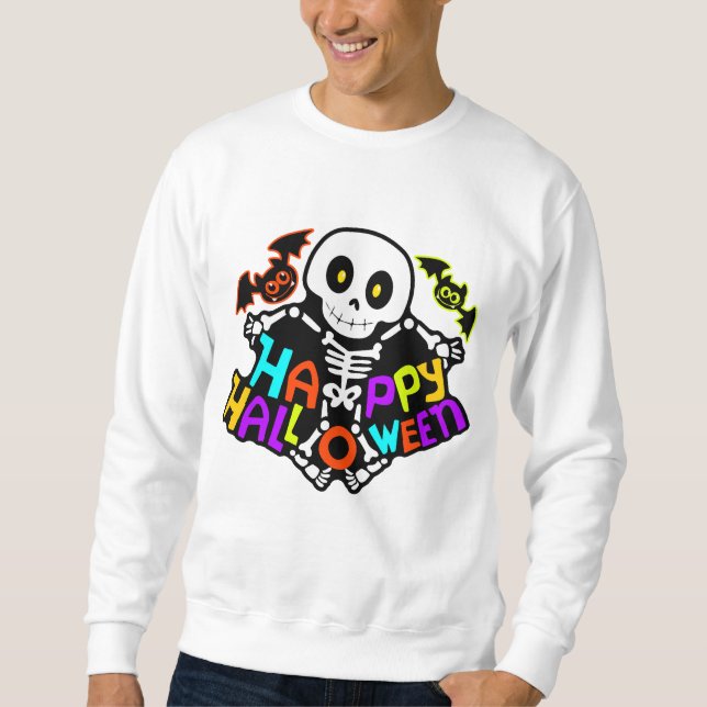 Sudadera Diseño caprichoso de Halloween con esqueleto y mur (Anverso)