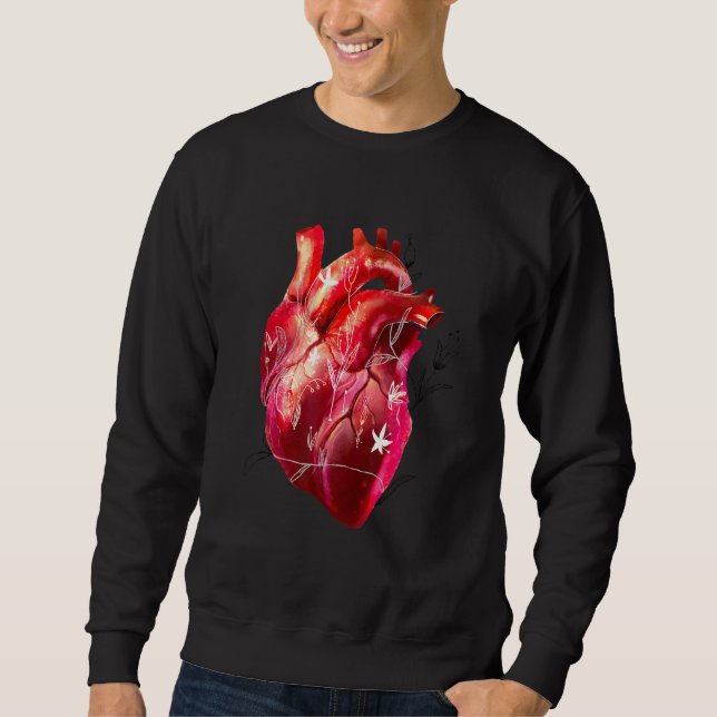 Sudadera Diseño Cardiólogo Anatómico Corazón Y Flores (Anverso)
