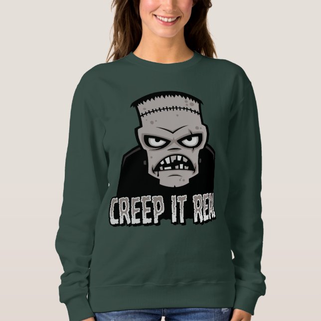 Sudadera Diseño Clásico de Terror de Frankenstein Creep It  (Anverso)