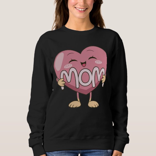 Sudadera Diseño de abrazo de corazón de mamá Kawaii (Anverso)