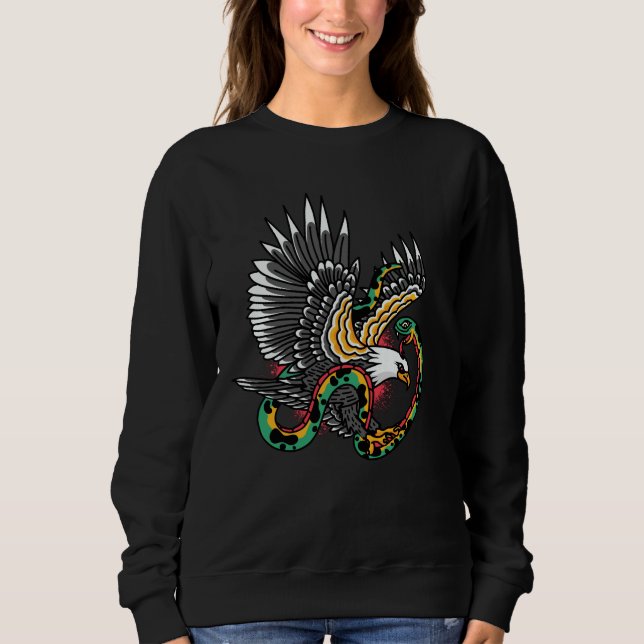 Sudadera Diseño de águila contra tatuaje de serpiente (Anverso)