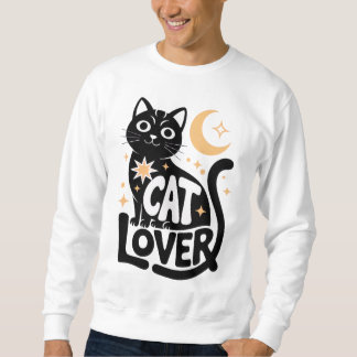 Sudadera Diseño de amante de gato negro con magia celestial