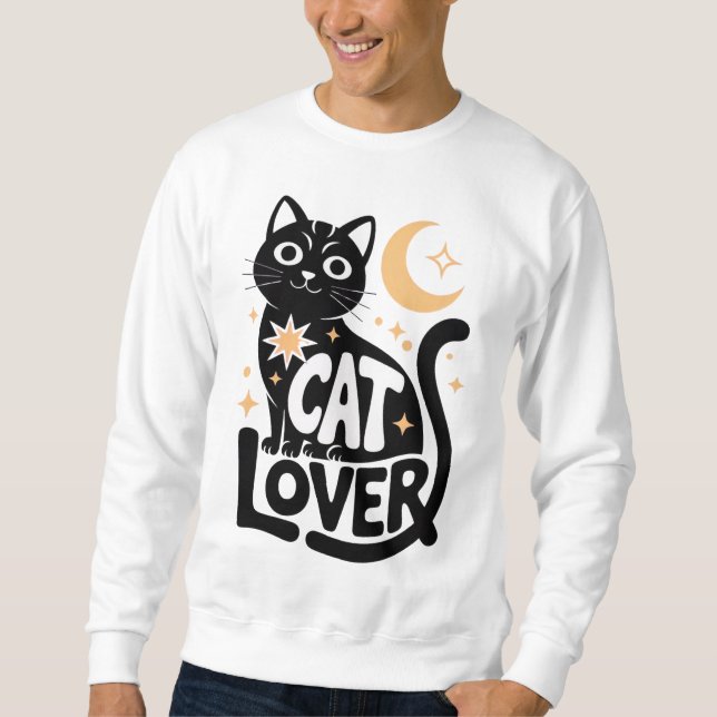 Sudadera Diseño de amante de gato negro con magia celestial (Anverso)