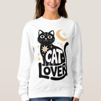 Sudadera Diseño de Amante de Gato Negro Magia Celestial