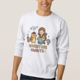 Sudadera Diseño de amigos en gira mundial de gato y humano