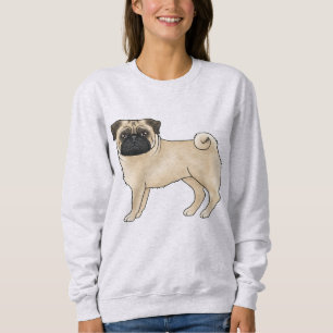 Sudadera Diseño de animal de raza de perro Mops color cerva