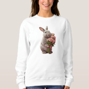 Sudadera Diseño de arte adorable “Conejito lindo con rosas 