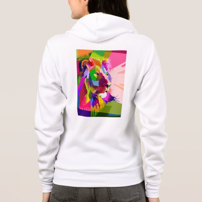 Sudadera Diseño de arte pop prismático de cabeza de león-62 (Reverso)