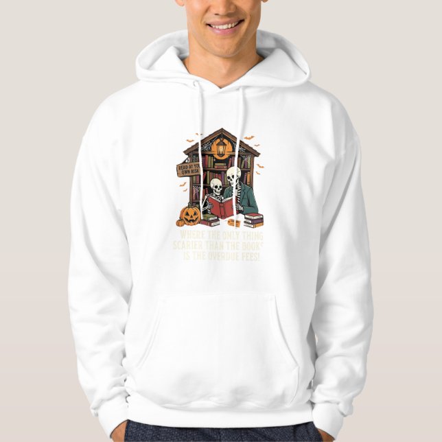 Sudadera Diseño de biblioteca de esqueleto de Halloween ama (Anverso)
