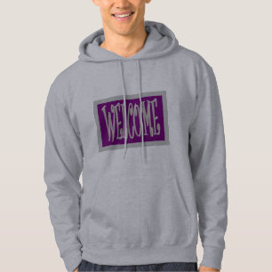 Sudadera Diseño de bienvenida gris y violeta