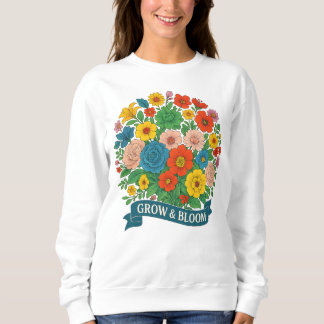 Sudadera Diseño de Bouquet floral vibrante "Grow & Bloom"