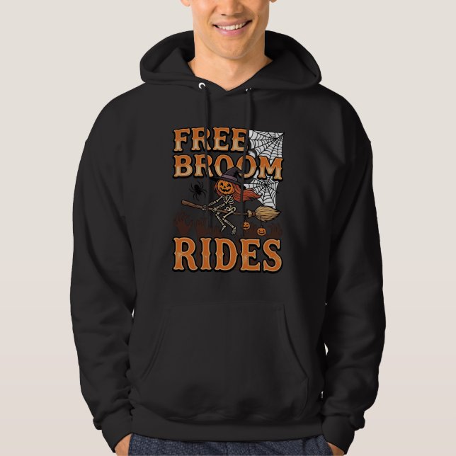 Sudadera Diseño de bruja de Halloween con escoba gratis_1 (Anverso)