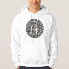 Sudadera diseño de cabeza de lobo floral grabado vintage