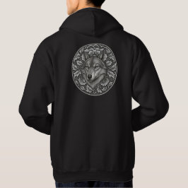 Sudadera diseño de cabeza de lobo floral grabado vintage