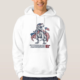 Sudadera Diseño de camiseta blanca Patriótico T-Rex Amerisa