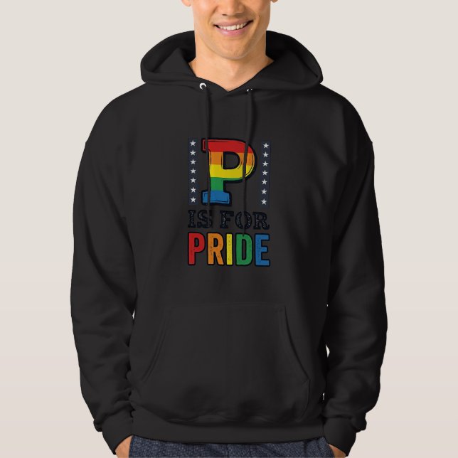 Sudadera Diseño de camiseta de arcoíris con letra P de orgu (Anverso)