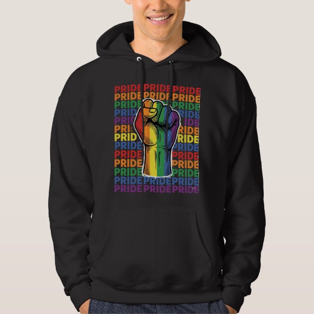 Sudadera Diseño de camiseta de arcoíris de puño levantado V (Anverso)