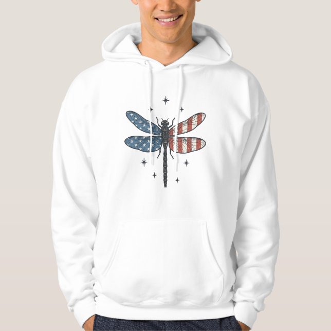 Sudadera Diseño de camiseta vectorial de libélula patriótic (Anverso)