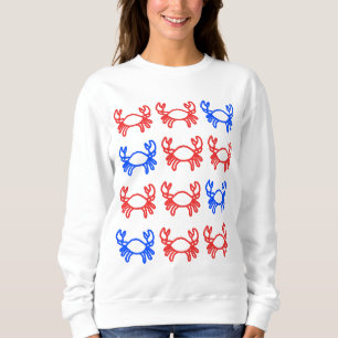 Sudadera Diseño de cangrejo con contorno rojo y azul