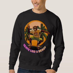 Sudadera Diseño de chimpancé skater genial como una bestia