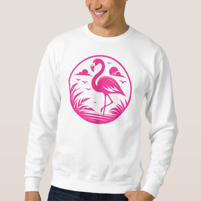 Sudadera Diseño de círculo de verano de flamenco rosa-68730 (Anverso)