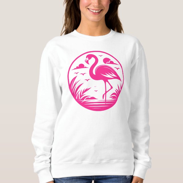 Sudadera Diseño de círculo de verano de flamenco rosa-68730 (Anverso)