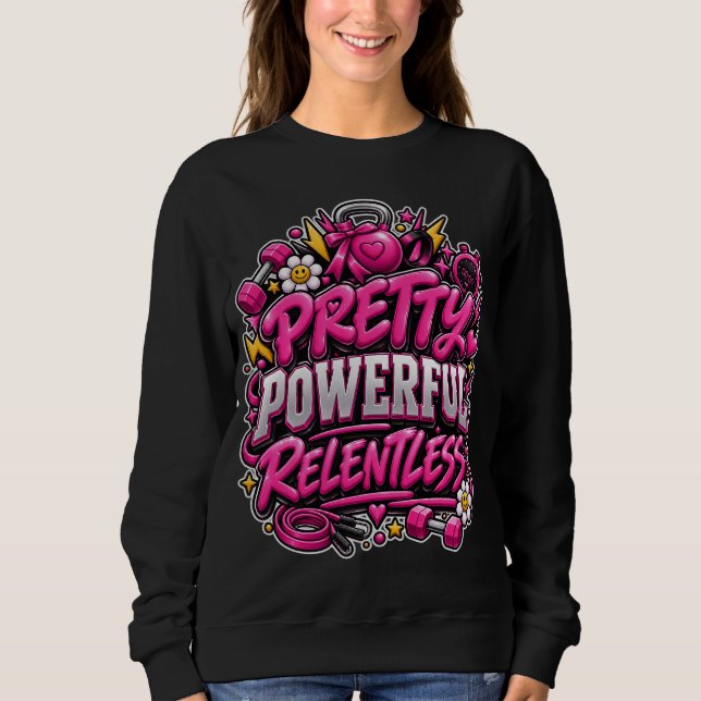 Sudadera Diseño de cita de gimnasio rosa implacable bastant (Anverso)