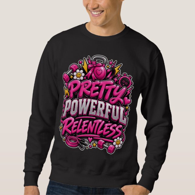 Sudadera Diseño de cita de gimnasio rosa implacable bastant (Anverso)