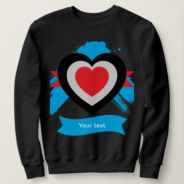 Sudadera Diseño de corazón con texto personalizable editabl (Anverso del diseño)
