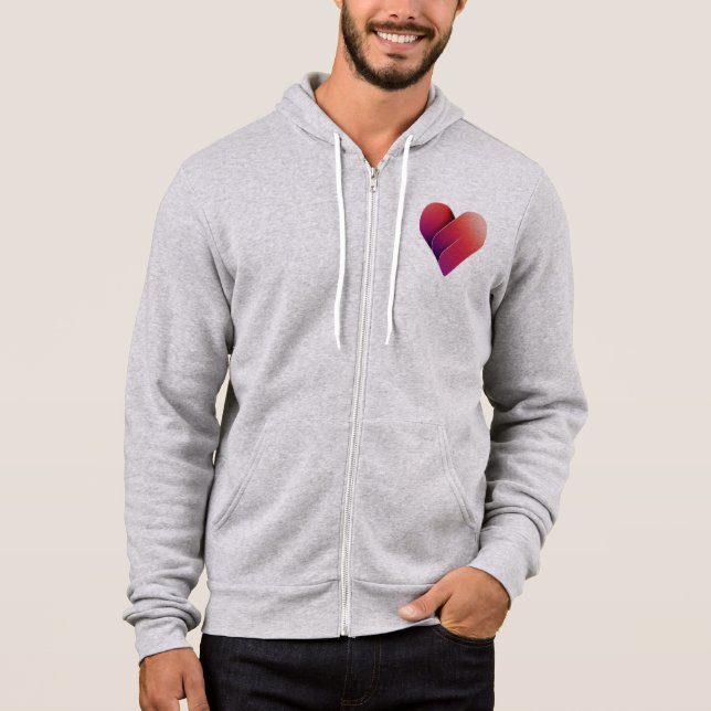 Sudadera Diseño de corazón rojo con zip completo (Anverso)