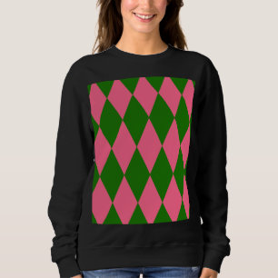 Sudadera Diseño de cuadros de arlequín rosa verde