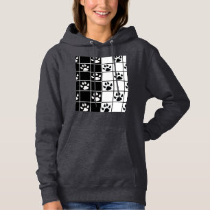 Sudadera Diseño de cuadros patas garras blanco negro