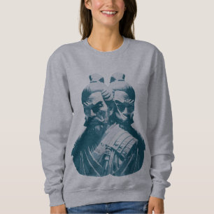 Sudadera Diseño de dos estatuas de samuráis japoneses