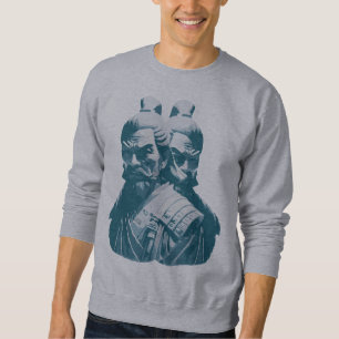Sudadera Diseño de dos estatuas de samuráis japoneses
