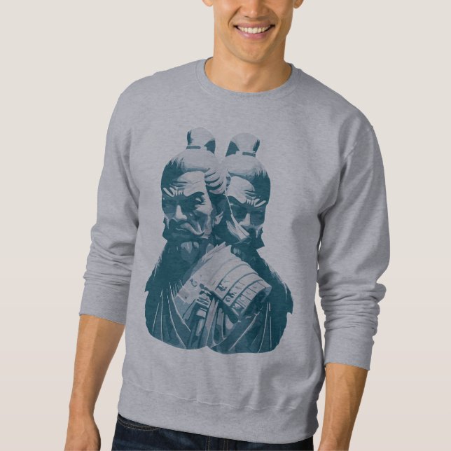 Sudadera Diseño de dos estatuas de samuráis japoneses (Anverso)