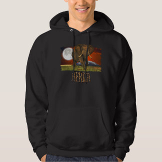 Sudadera Diseño de elefante africano y arte de la luna en S